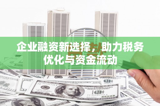 抚远企业融资新选择，助力税务优化与资金流动
