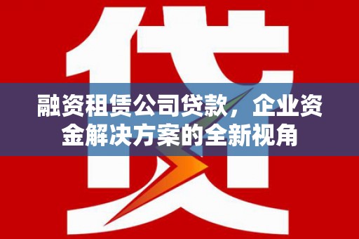 抚远融资租赁公司贷款，企业资金解决方案的全新视角