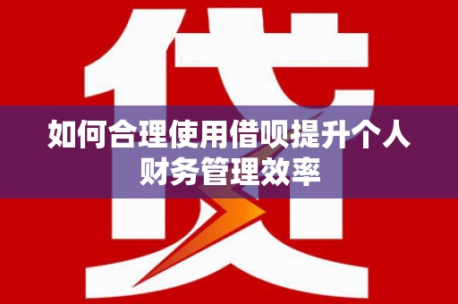 抚远如何合理使用借呗提升个人财务管理效率
