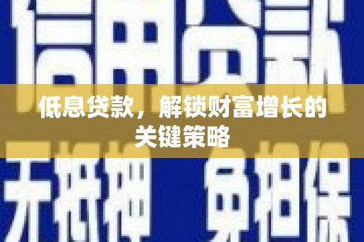 抚远低息贷款，解锁财富增长的关键策略
