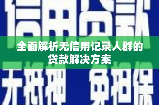 抚远全面解析无信用记录人群的贷款解决方案